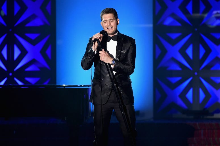 Michael Buble performs onstage at the Songwriters Hall Of Fame 46th Annual Induction And Awards Michael Buble performs onstage at the Songwriters Hall Of Fame 46th Annual Induction And Awards
