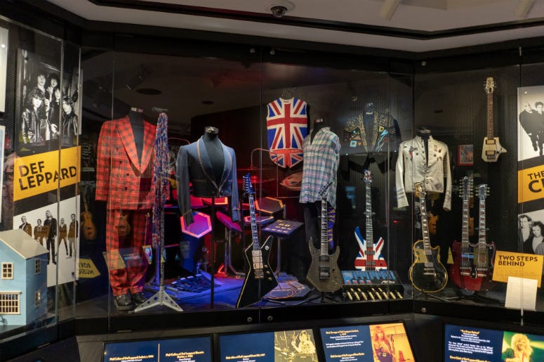 Def Leppard display at the Rock & Roll Hall of Fame Def Leppard display at the Rock & Roll Hall of Fame