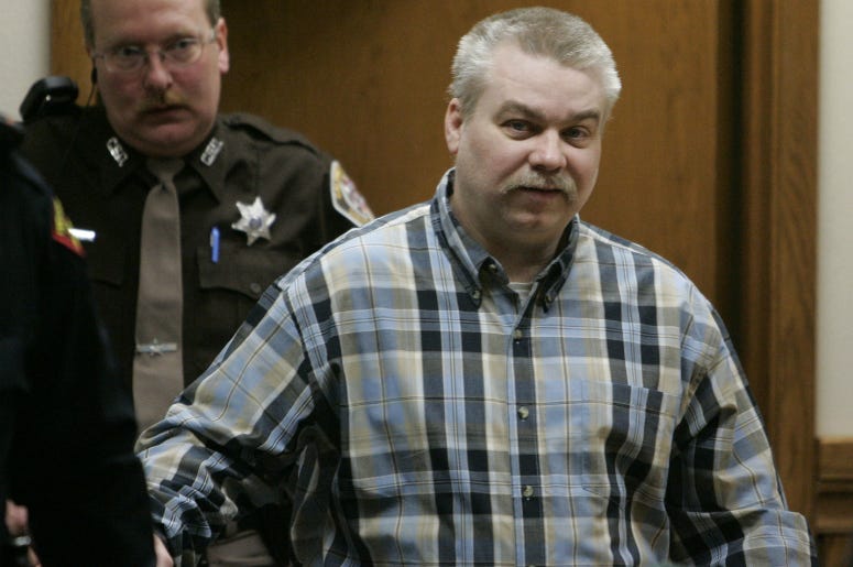 Steven Avery is escorted into the courtroom at the Calumet County Courthouse. Avery is accused, along with his 17-year-old nephew, of killing Teresa Halbach, 25, after she went to the family's salvage lot a minivan they had for sale. Steven Avery is escorted into the courtroom at the Calumet County Courthouse. Avery is accused, along with his 17-year-old nephew, of killing Teresa Halbach, 25, after she went to the family's salvage lot a minivan they had for sale.