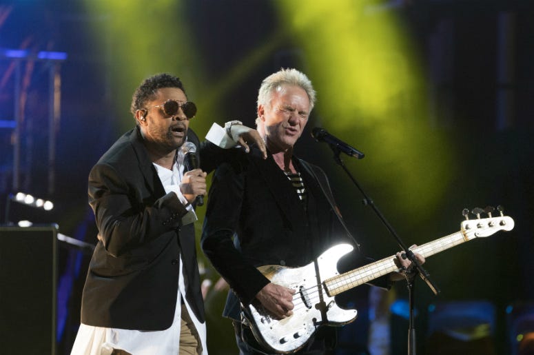 Shaggy (left) and Sting perform at the Royal Albert Hall in London Shaggy (left) and Sting perform at the Royal Albert Hall in London