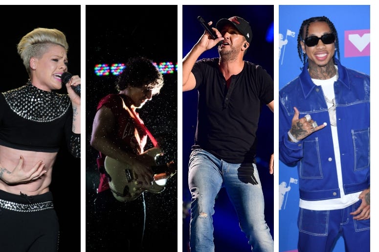 Pink, The Strokes, Luke Bryan, Tyga Pink, The Strokes, Luke Bryan, Tyga
