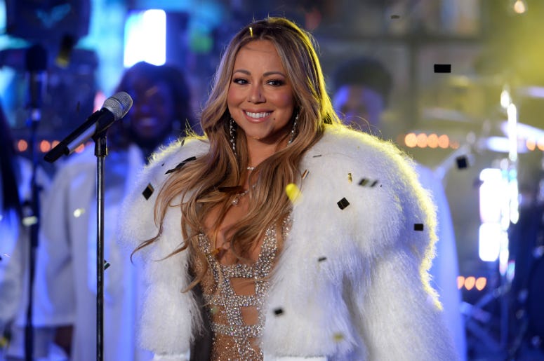 Mariah Carey Singer Mariah Carey performs on stage during New Year's Eve 2018 celebrations in Times Square, New York, NY, on December 2017. Mariah Carey's previous year's performance was interrupted by technical difficulties.