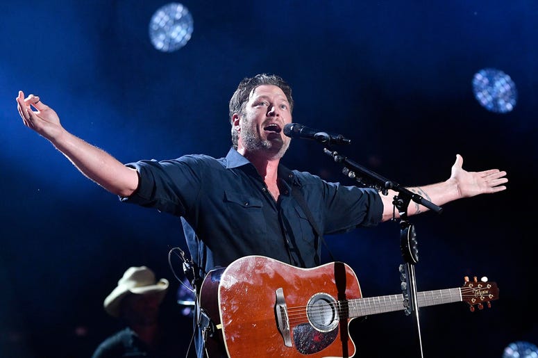 June 8, 2018; Nashville, TN, USA; Blake Shelton performs at the 2018 CMA Music Fest at Nissan Stadium. Mandatory Credit: Larry McCormack/The Tennessean via USA TODAY NETWORK