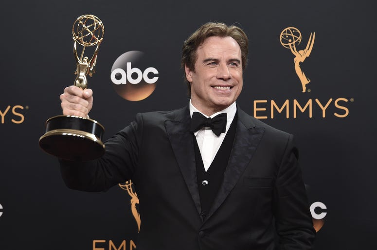 LOS ANGELES, CA - SEPTEMBER 18: John Travolta in the press room at the 68th Emmy Awards at the Microsoft Theater on Sunday, September 18, 2016, in Los Angeles, California.