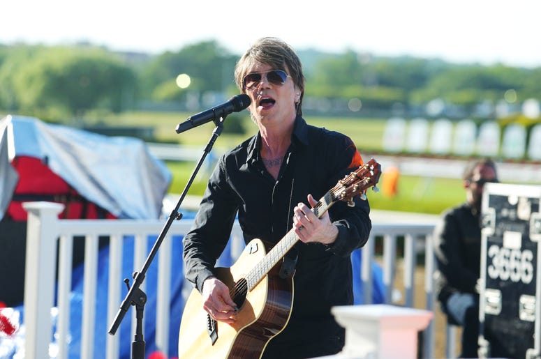 Jun 6, 2015; Elmont, NY, USA; John Rzeznik of The Goo Goo Dolls performs before the 2015 Belmont Stakes at Belmont Park Jun 6, 2015; Elmont, NY, USA; John Rzeznik of The Goo Goo Dolls performs before the 2015 Belmont Stakes at Belmont Park.