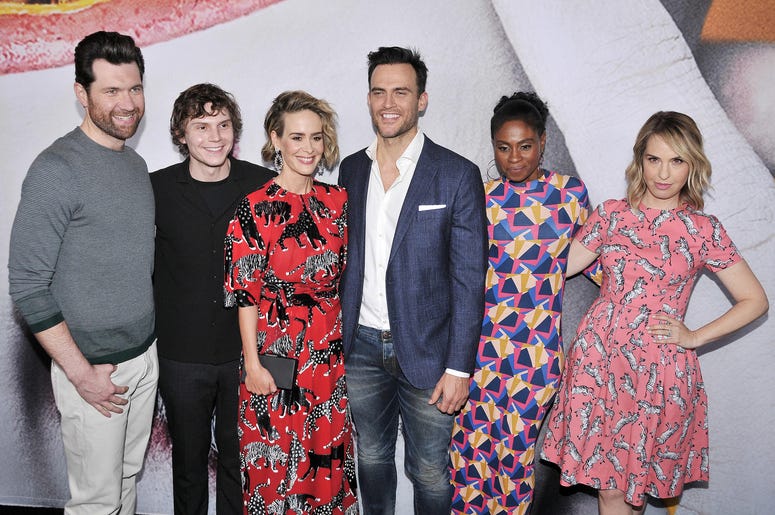 Billy Eichner, Evan Peters, Sarah Paulson, Cheyenne Jackson, Adina Porter and Leslie Grossman Billy Eichner, Evan Peters, Sarah Paulson, Cheyenne Jackson, Adina Porter and Leslie Grossman