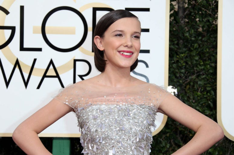 Millie Bobby Brown arrives for the 74th Golden Globe Awards at Beverly Hilton Millie Bobby Brown arrives for the 74th Golden Globe Awards at Beverly Hilton