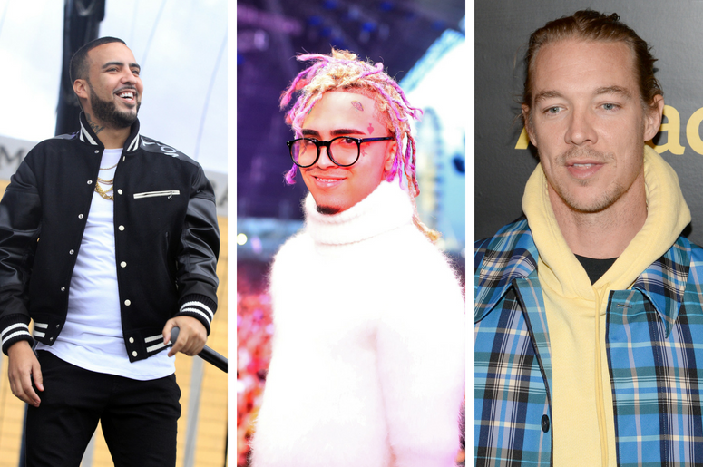 French Montana performs in Las Vegas, Nevada / Lil Pump performs during the 2018 Coachella Valley Music and Arts Festival on April 15, 2018 in Indio, California / DJ Diplo attends the 2018 Billboard Power 100 in New York, NY, on January 25, 2018 French Montana performs in Las Vegas, Nevada / Lil Pump performs during the 2018 Coachella Valley Music and Arts Festival on April 15, 2018 in Indio, California / DJ Diplo attends the 2018 Billboard Power 100 in New York, NY, on January 25, 2018