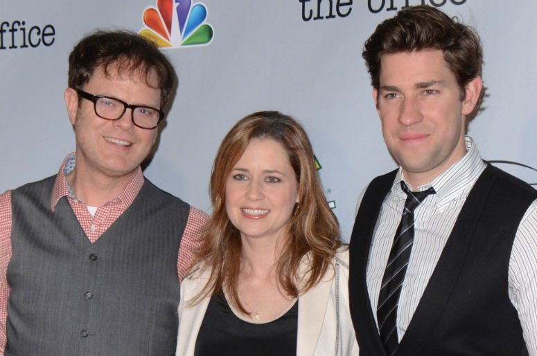 Rainn Wilson, Jenna Fischer and John Krasinski. 'The Office' Series Finale Wrap Party Rainn Wilson, Jenna Fischer and John Krasinski. 'The Office' Series Finale Wrap Party