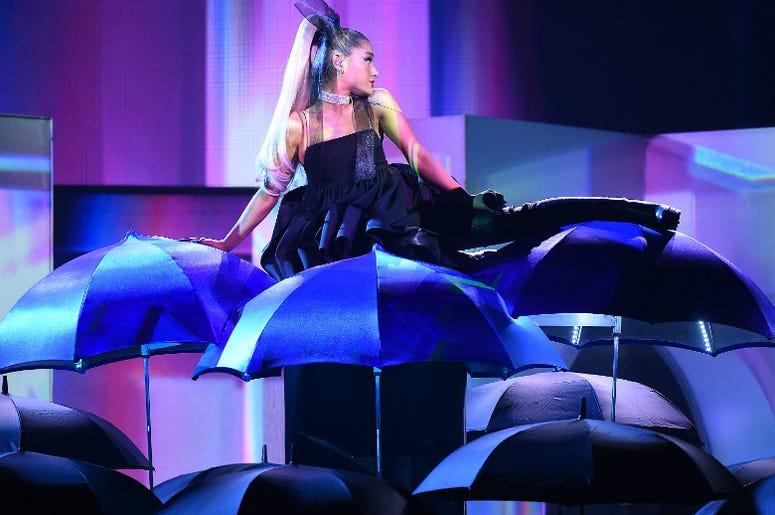 LAS VEGAS, NV - MAY 20: Ariana Grande performs at the 2018 Billboard Music Awards at MGM Grand Garden Arena on May 20, 2018 in Las Vegas, Nevada. LAS VEGAS, NV - MAY 20: Ariana Grande performs at the 2018 Billboard Music Awards at MGM Grand Garden Arena on May 20, 2018 in Las Vegas, Nevada.