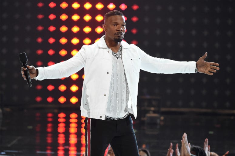 LOS ANGELES - JUNE 24: Jamie Foxx hosts the 2018 BET Awards at the Microsoft Theater on June 24, 2018 in Los Angeles, California. LOS ANGELES - JUNE 24: Jamie Foxx hosts the 2018 BET Awards at the Microsoft Theater on June 24, 2018 in Los Angeles, California.