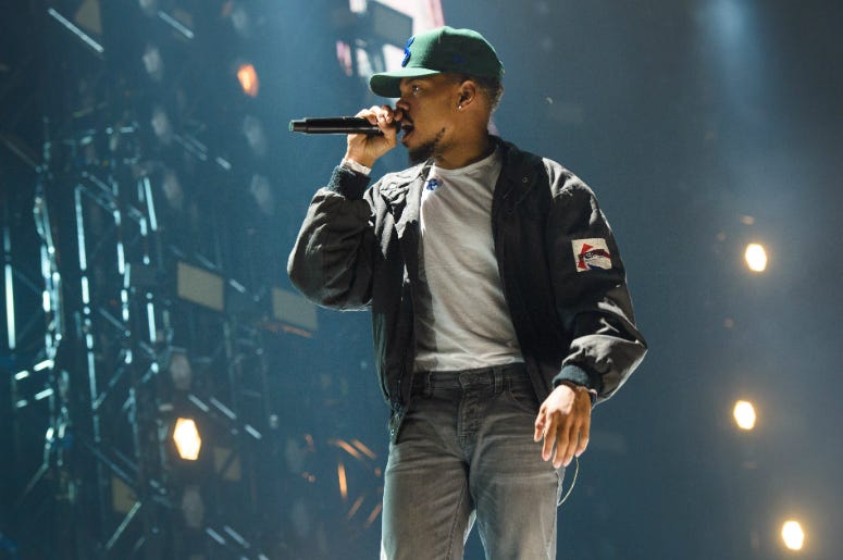 Chance the Rapper performing at BBC 1Xtra Live, at the O2 Arena in London Chance the Rapper performing at BBC 1Xtra Live, at the O2 Arena in London