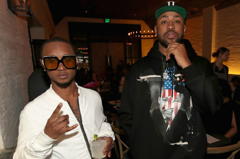 Mike Will Made It and Slim Jxmmi, of Rae Sremmurd attend Mike Will Made It celebrates his birthday and the release of 'Ransom 2' at a DTS Play-Fi Dine In Sound event at WOLF Restaurant LA on March 23, 2017 in Los Angeles, California. Mike Will Made It and Slim Jxmmi, of Rae Sremmurd attend Mike Will Made It celebrates his birthday and the release of 'Ransom 2' at a DTS Play-Fi Dine In Sound event at WOLF Restaurant LA on March 23, 2017 in Los Angeles, California.