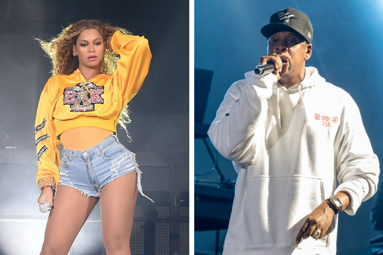 Beyoncé / JAY-Z INDIO, CA - APRIL 14: Beyonce performs at the 2018 Coachella Valley Music And Arts Festival at Indio Polo Grounds on April 14, 2018 in Indio, California. / Jay-Z (Shawn Carter) during the Budweiser Made In America Music Festival at Benjamin Franklin Park.