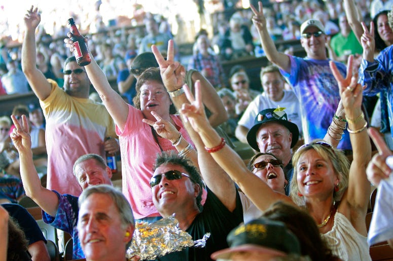 Fans cheer during the concert marking the 40th anniversary of the Woodstock music festival August 15, 2009 in Bethel, New York Fans cheer during the concert marking the 40th anniversary of the Woodstock music festival August 15, 2009 in Bethel, New York