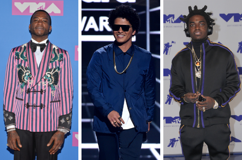 Gucci Mane | Bruno Mars | Kodak Black Gucci Mane and walking on the red carpet at The 2018 MTV Video Music Awards / Bruno Mars appears on the 2018 Billboard Music Awards at MGM Grand Garden Arena / Kodak Black