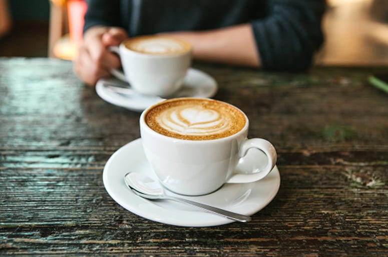 A latte with heart art
