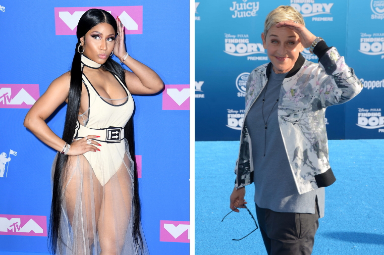 Nicki Minaj | Ellen Degeneres Nicki Minaj arriving at the MTV Video Music Awards 2018, Radio City, New York. / Ellen DeGeneres. Arrivals for the World Premiere Of Disney-Pixar's "Finding Dory" held at the El Capitan Theater.