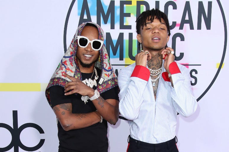 LOS ANGELES, CA - NOVEMBER 19: Rae Sremmurd at the 2017 American Music Awards at Microsoft Theater on November 19, 2017 in Los Angeles, California. LOS ANGELES, CA - NOVEMBER 19: Rae Sremmurd at the 2017 American Music Awards at Microsoft Theater on November 19, 2017 in Los Angeles, California.