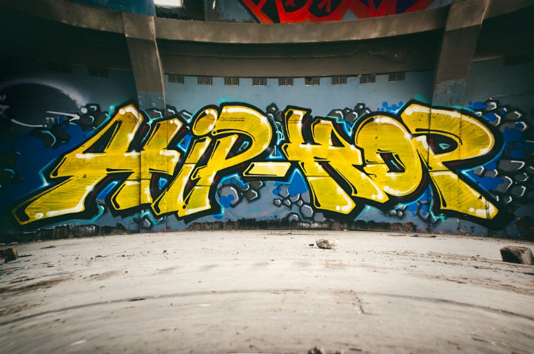 Graffiti wall with Hip Hop, urban art Graffiti wall with Hip Hop, urban art