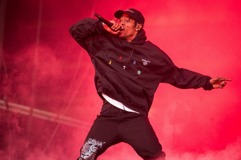 Travis Scott Travis Scott performs on stage on day 2 of Leeds Festival in Bramham Park in Leeds, UK. Picture date: Saturday 25 August 2018.
