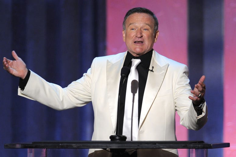 Robin Williams Actor Robin Williams speaks onstage during the 38th AFI Life Achievement Award honoring Mike Nichols held at Sony Pictures Studios on June 10, 2010 in Culver City, California. The AFI Life Achievement Award tribute to Mike Nichols will premiere on TV Land