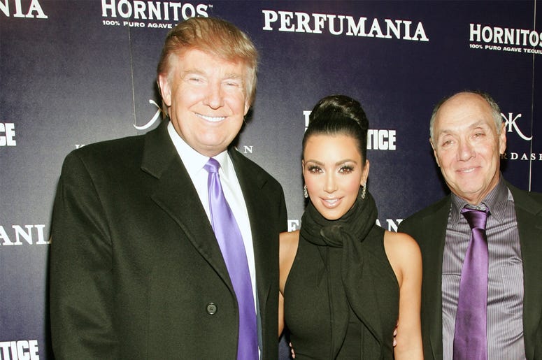 Donald Trump, Kim Kardashian West and Perfumania's Steven Nussdorf NEW YORK - NOVEMBER 10: (L-R) Donald Trump, Kim Kardashian, and Perfumania's Steven Nussdorf celebrates Kim Kardashian's appearance on 'The Apprentice' at Provacateur on November 10, 2010 in New York, New York. (Photo by John W. Ferguson/Getty Images)