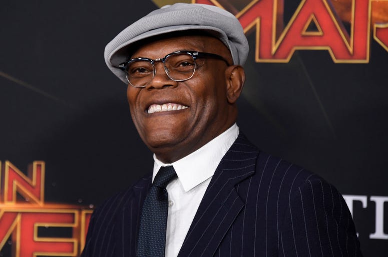 Samuel L. Jackson HOLLYWOOD, CALIFORNIA - MARCH 04: Samuel L. Jackson attends Marvel Studios "Captain Marvel" Premiere on March 04, 2019 in Hollywood, California. (Photo by Frazer Harrison/Getty Images)