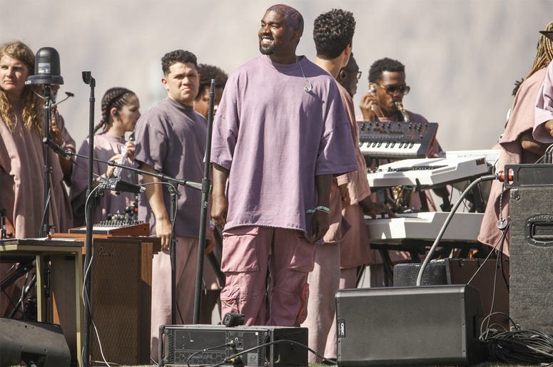 Kanye West performs Sunday Service during the 2019 Coachella Valley Music And Arts Festival INDIO, CALIFORNIA - APRIL 21: Kanye West performs Sunday Service during the 2019 Coachella Valley Music And Arts Festival on April 21, 2019 in Indio, California. (Photo by Rich Fury/Getty Images for Coachella)