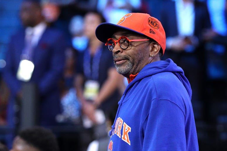 Spike Lee NEW YORK, NEW YORK - JUNE 20: Director and New York Knicks fan Spike Lee looks on before the start of the 2019 NBA Draft at the Barclays Center on June 20, 2019 in the Brooklyn borough of New York City. NOTE TO USER: User expressly acknowledges and agrees