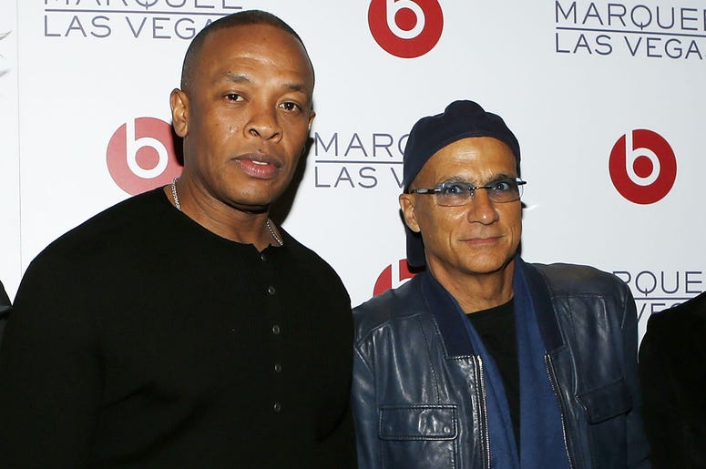 Dr. Dre and Jimmy Iovine LAS VEGAS, NV - JANUARY 10: (L-R) Ian Rogers, CEO of Daisy LLC, Dr. Dre, Founder of Beats Electronics, Jimmy Iovine, Interscope Geffen A&M Chairman and Beats Electronics CEO & Co-Founder, and Luke Wood, President & Chief Executive Officer of Beats Electro