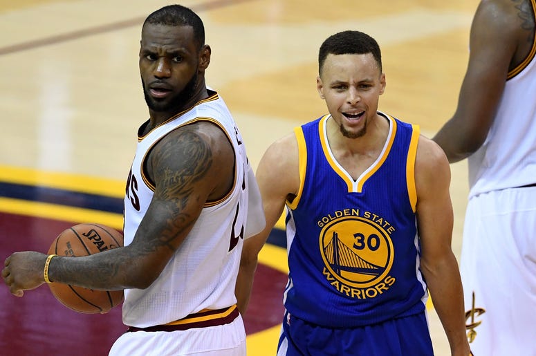 Cleveland Cavaliers' LeBron James and Golden State Warriors' Stephen Curry Cleveland Cavaliers' LeBron James and Golden State Warriors' Stephen Curry