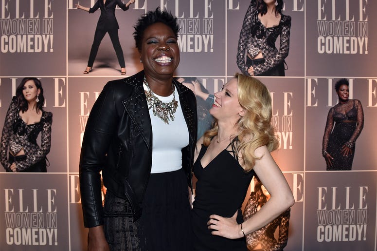 Leslie Jones and Kate McKinnon WEST HOLLYWOOD, CA - JUNE 07: Actors Leslie Jones (L) and Kate McKinnon attend ELLE Women In Comedy event hosted by ELLE Editor-in-Chief Robbie Myers and Leslie Jones, Melissa McCarthy, Kate McKinnon and Kristen Wiig on June 7, 2016 at Hyde Sunset in Los