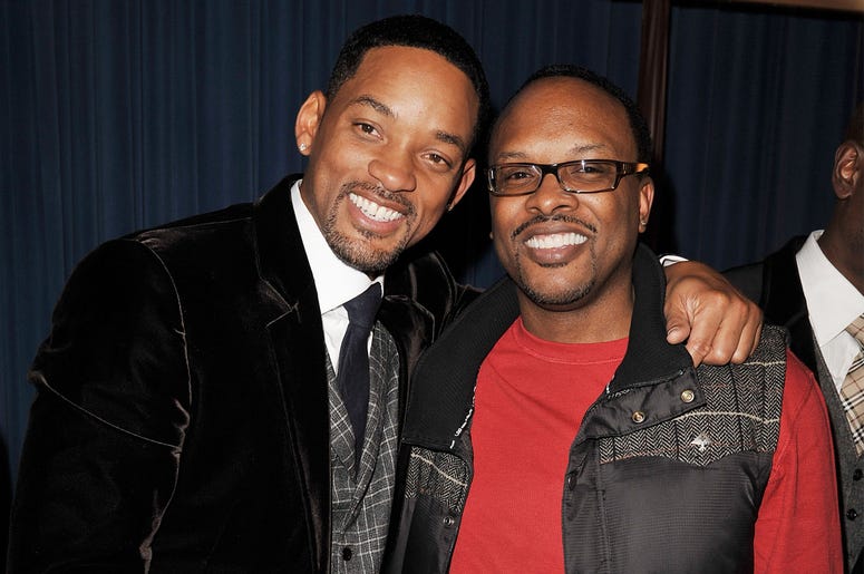 Will Smith and DJ Jeffrey Townes of DJ Jazzy Jeff and The Fresh Prince LOS ANGELES, CA - DECEMBER 16: Actor Will Smith and DJ Jeffrey Townes of DJ Jazzy Jeff and The Fresh Prince pose at the afterparty for the premiere of Columbia Pictures' 'Seven Pounds' at the Armand Hammer Museum on December 16, 2008 in Los Angeles, Calif