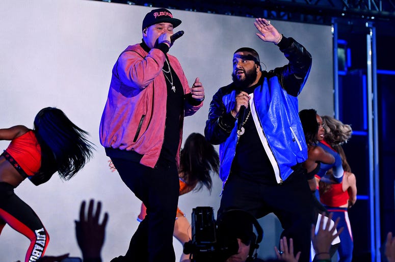 DJ Khaled and Fat Joe perform Feb 18, 2017; New Orleans, LA, USA; DJ Khaled and Fat Joe perform during NBA All-Star Saturday Night at Smoothie King Center. Mandatory Credit: Bob Donnan-USA TODAY Sports