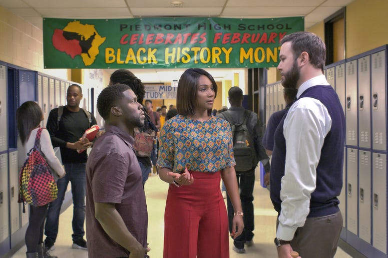 Kevin Hart, from left, Tiffany Haddish and Taran Killam in a scene from the film, "Night School." Kevin Hart, from left, Tiffany Haddish and Taran Killam in a scene from the film, "Night School."