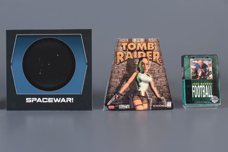 "Final Fantasy VII", "Spacewar!," "Tomb Raider" and "John Madden Football". "Final Fantasy VII", "Spacewar!," "Tomb Raider" and "John Madden Football".