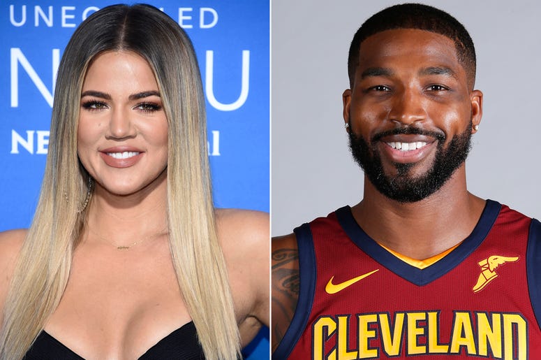 AP18102598926234 This combination photo shows television personality Khloe Kardashian at the NBCUniversal Network 2017 Upfront at Radio City Music Hall in New York on May 15, 2017, left, and Cleveland Cavaliers' Tristan Thompson at the NBA basketball team media day in Ind