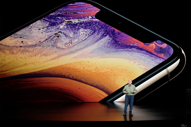 AP18255639192638 Phil Schiller, Apple's senior vice president of worldwide marketing, speaks about the Apple iPhone XS at the Steve Jobs Theater during an event to announce new Apple products Wednesday, Sept. 12, 2018, in Cupertino, Calif. (AP Photo/Marcio Jose Sanchez)