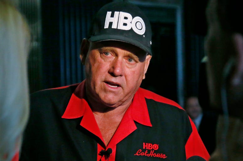 AP18311355494039 In this June 13, 2016, file photo, Dennis Hof, owner of the Moonlite BunnyRanch, a legal brothel near Carson City, Nevada, is pictured during an interview in Oklahoma City. Hof, who died last month after fashioning himself as a Donald Trump-style Republic