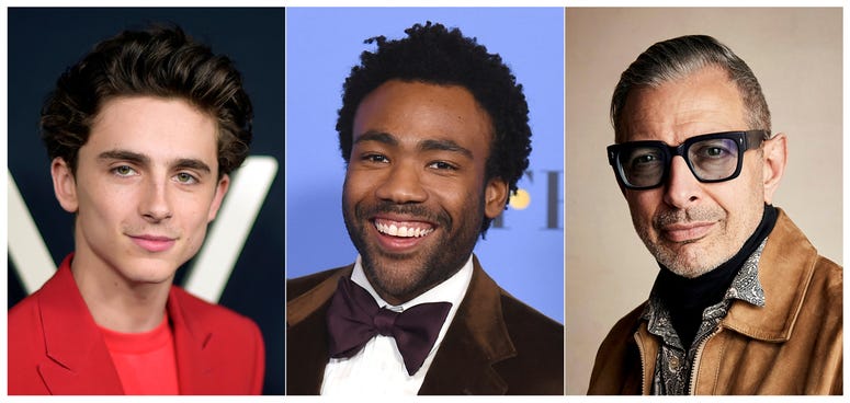 AP19044631119542 As for men, Timothee Chalamet is considered a trendsetter. Donald Glover's style is throwback while Jeff Goldblum's is eccentric. People magazine calls Henry Golding the gentleman.