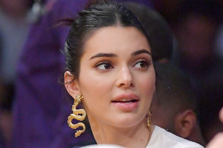 AP19088756260542 In this Jan. 29, 2019 file photo, Kendall Jenner watches an NBA basketball game between the Los Angeles Lakers and the Philadelphia 76ers in Los Angeles. U.S. (AP Photo/Mark J. Terrill, File)