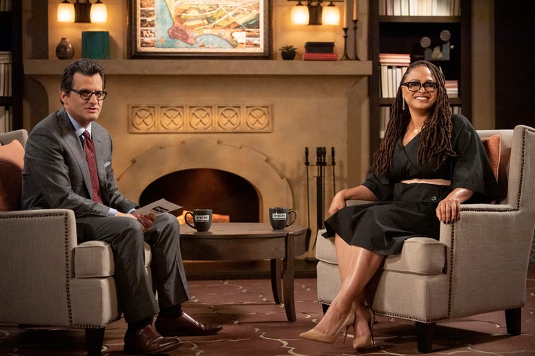 AP19114556770530 This image released by TCM shows TCM Primetime host Ben Mankiewicz, left, and director Ava DuVernay who is bringing 17 of her favorite classic films to Turner Classic Movies’ “The Essentials” series. (Anne Marie Fox/TCM via AP)