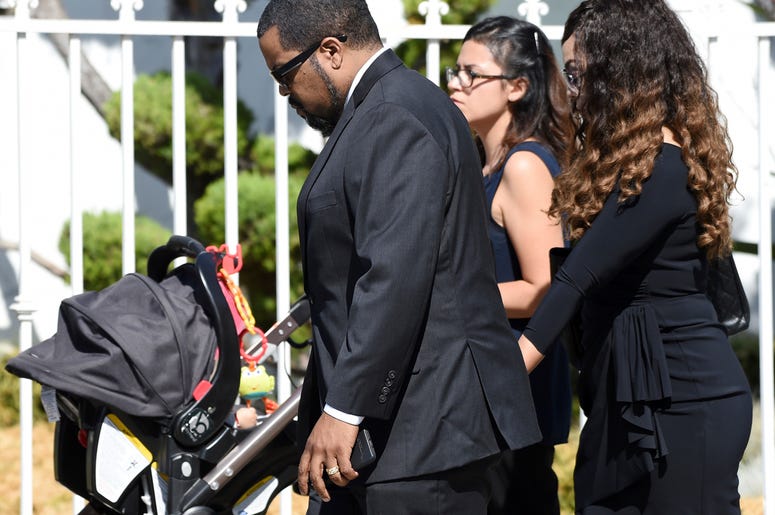 AP19126651514739 Actor/rapper Ice Cube, a cast member in director John Singleton's 1991 debut film "Boyz n the Hood," arrives at a memorial service for Singleton at Angelus Funeral Home, Monday, May 6, 2019, in Los Angeles. Singleton died on April 29 following a stroke. (