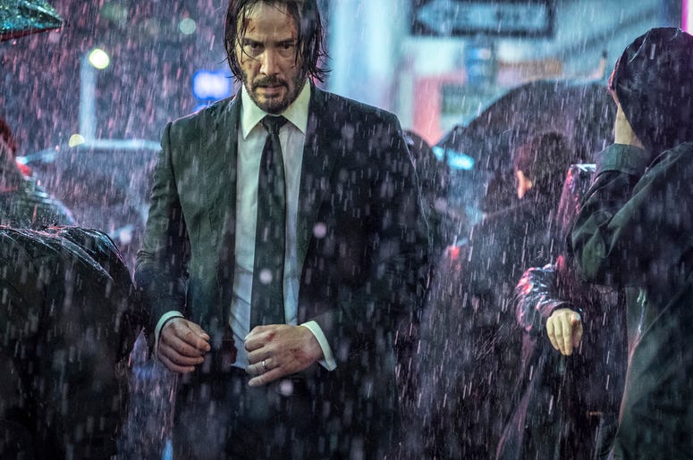 AP19128641913162 This image released by Lionsgate shows Keanu Reeves in a scene from "John Wick: Chapter 3 - Parabellum." (Niko Tavernise/Lionsgate via AP)