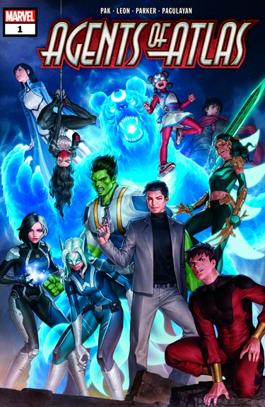 AP19142829093404 This image provided by Marvel shows the cover of the first issue in "Agents of Atlas," Marvel Comics' five-part standalone comic book series set to roll out in August 2019.
