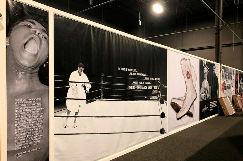 AP19142838433787 The Muhammad Ali museum-style exhibit an exhibition hall at the Graceland tourist attraction on Wednesday, May 22, 2019, in Memphis, Tennessee. (AP Photo/Adrian Sainz)
