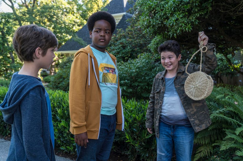 AP19226706538740 This image released by Universal Pictures shows Jacob Tremblay, from left, as Max, Keith L. Williams as Lucas and Brady Noon as Thor in the film, "Good Boys," written by Lee Eisenberg and Gene Stupnitsky and directed by Stupnitsky. (Ed Araquel/Universal P