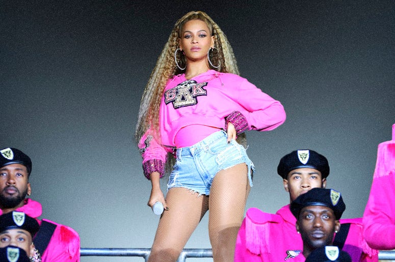 Beyonce This image released by Netflix shows Beyonce in a scene from her documentary "Homecoming: A Film by Beyoncé." The film earned four Emmy nominations including bids for producing, writing, co-directing and musical direction. (Parkwood Entertainment/Netflix