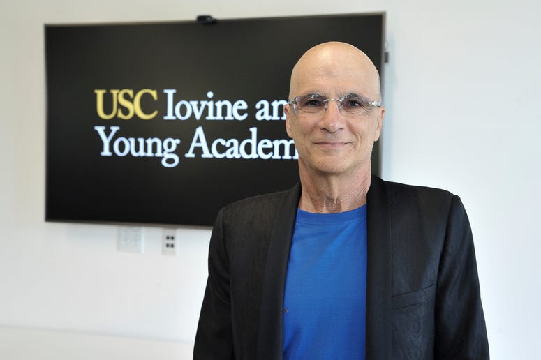 AP19275744811107 Jimmy Iovine appears at the unveiling of a high-tech building named after him and business partner Andre "Dr. Dre" Young on the University of Southern California campus in Los Angeles on Wednesday, Oct. 2, 2019.